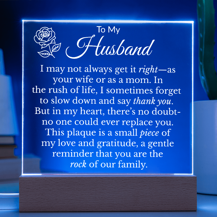 To My Husband "Rock of the Family" Acrylic Square Nite Light