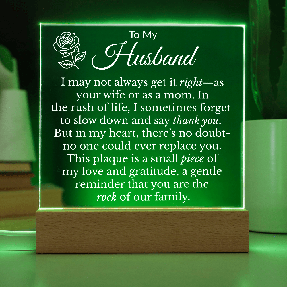 To My Husband "Rock of the Family" Acrylic Square Nite Light