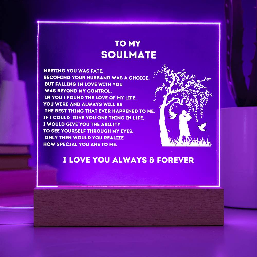 Gifts for Soulmate, Acrylic Square Night Light | Presents, Birthday | Anniversary | Christmas |Valentines Day Gifts