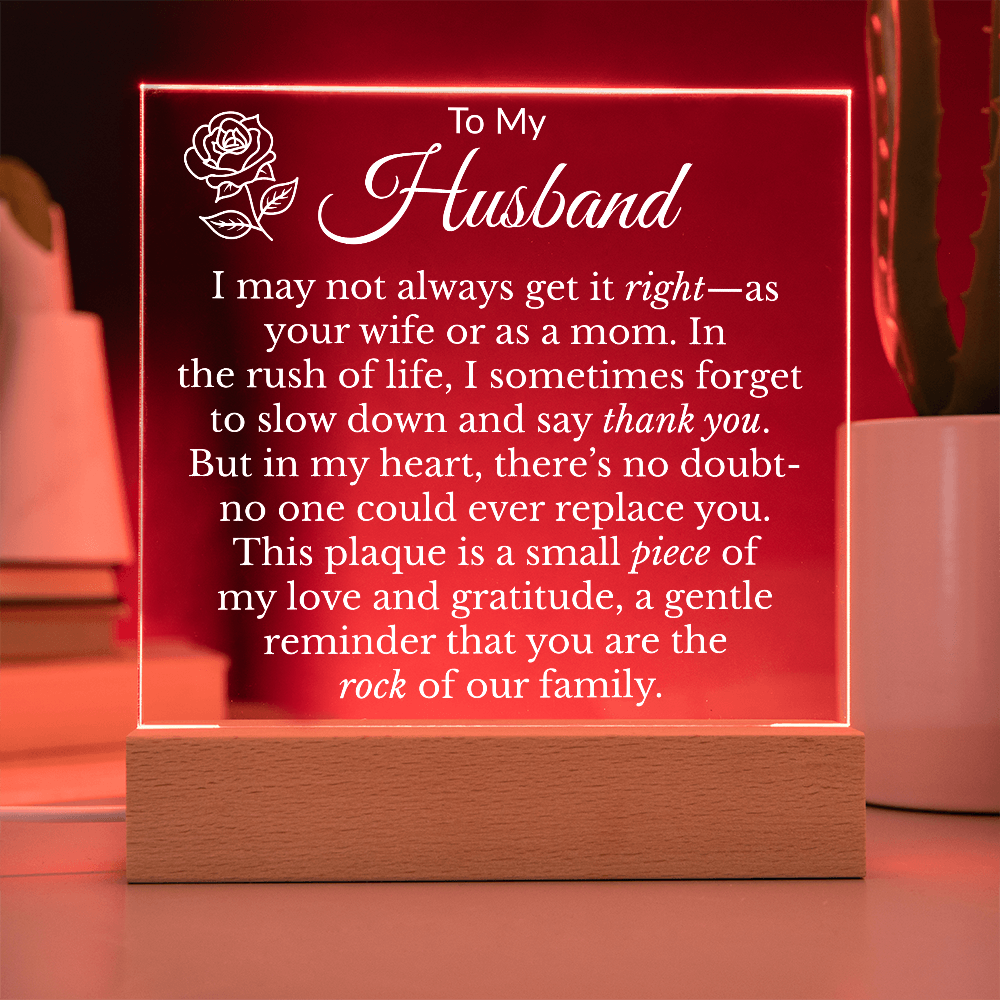 To My Husband "Rock of the Family" Acrylic Square Nite Light