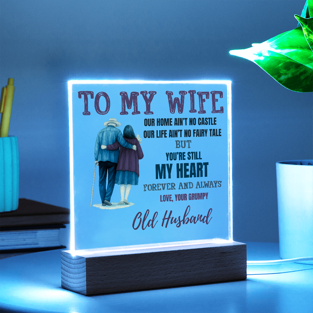 To My Wife "My Heart" Acrylic Square Nite Light