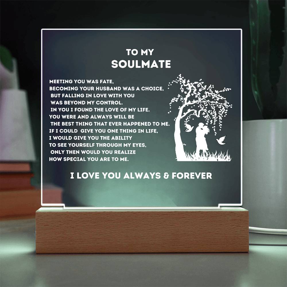 Gifts for Soulmate, Acrylic Square Night Light | Presents, Birthday | Anniversary | Christmas |Valentines Day Gifts