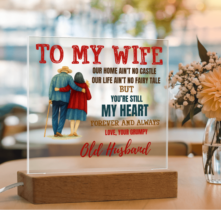 To My Wife "My Heart" Acrylic Square Nite Light