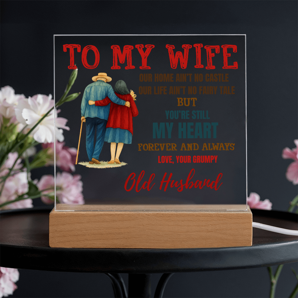 To My Wife "My Heart" Acrylic Square Nite Light