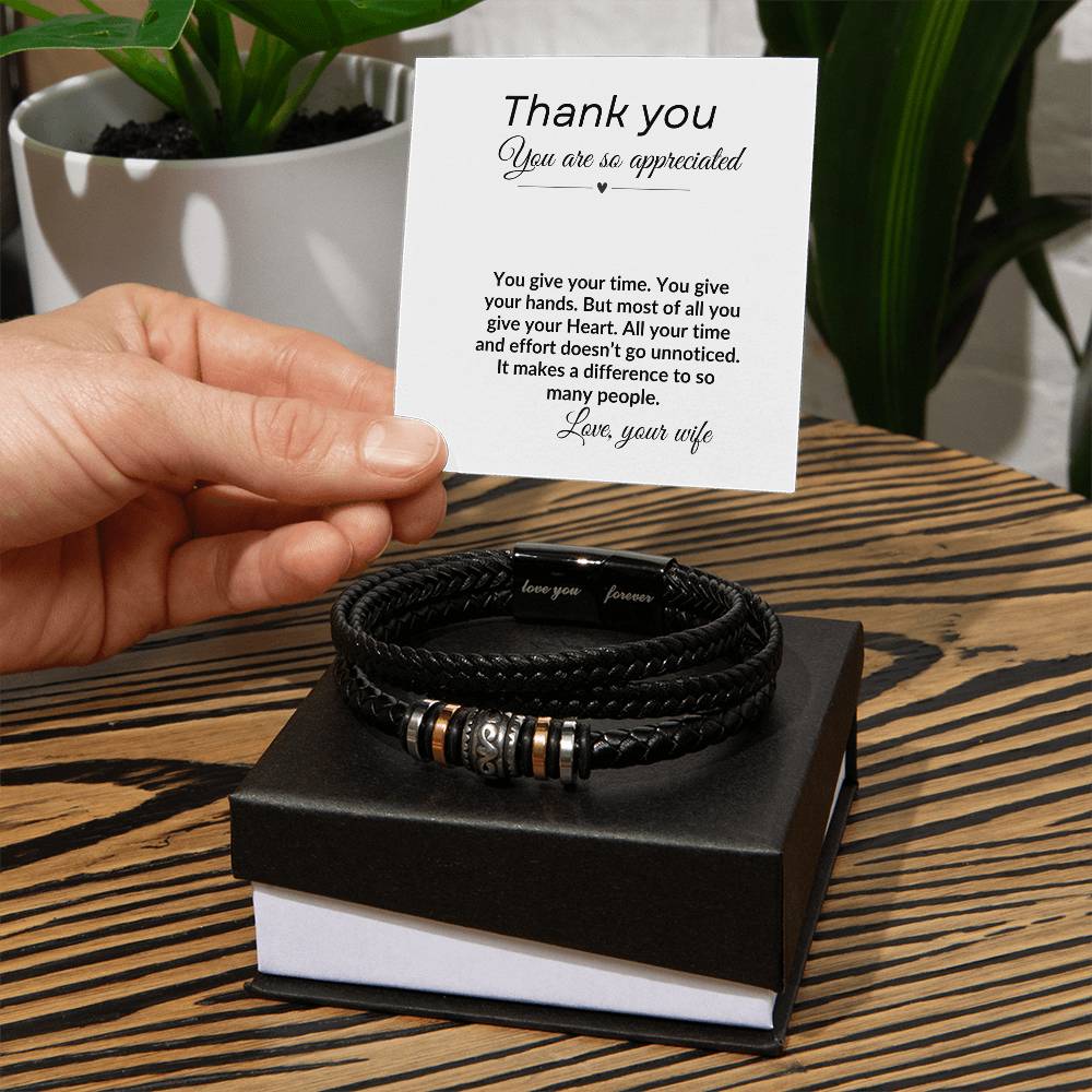To My Husband "Thank You" Love You Forever Bracelet
