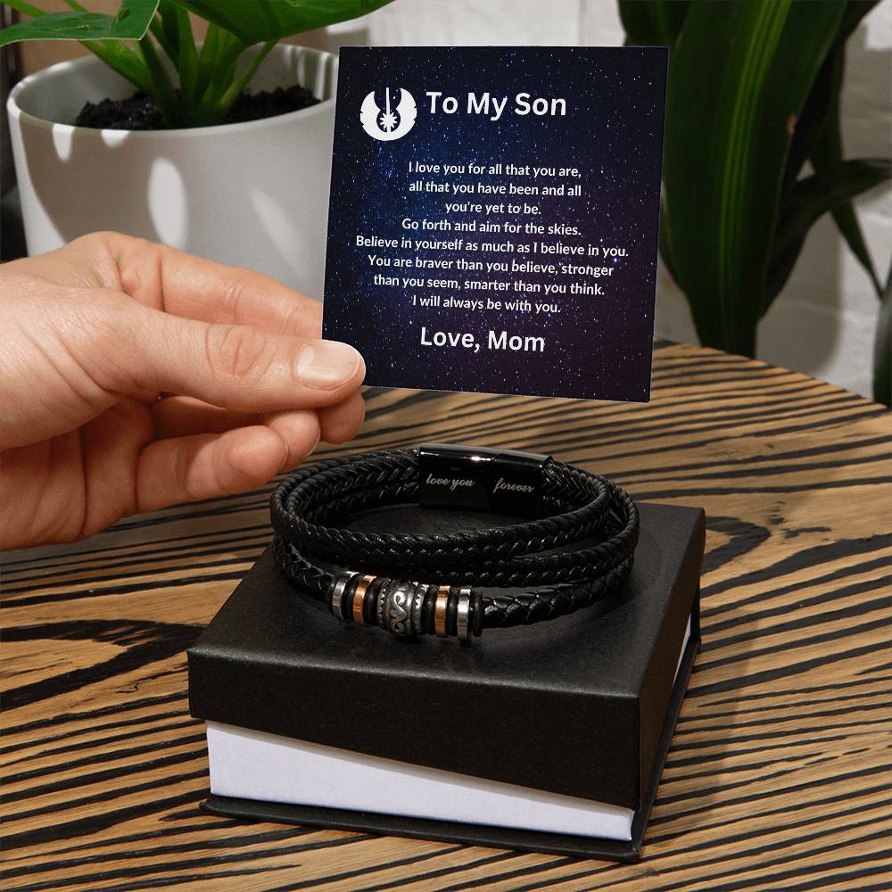 To My Son from Mom "Love you for all that you are" Love you Forever Bracelet