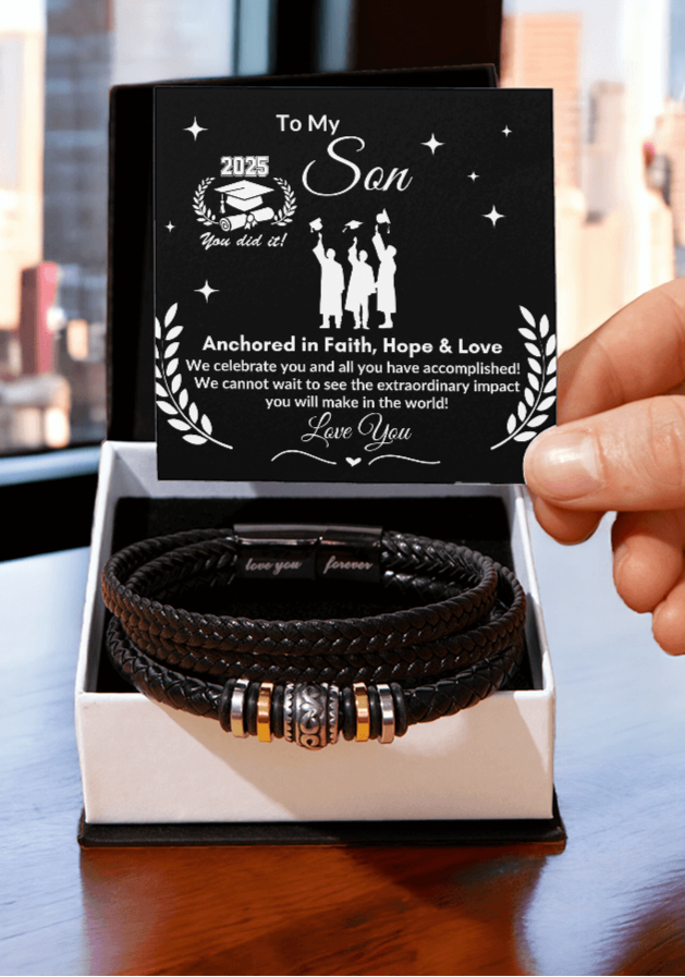 To My Son "Anchored in Faith, Hope & Love" Love You Forever Bracelet