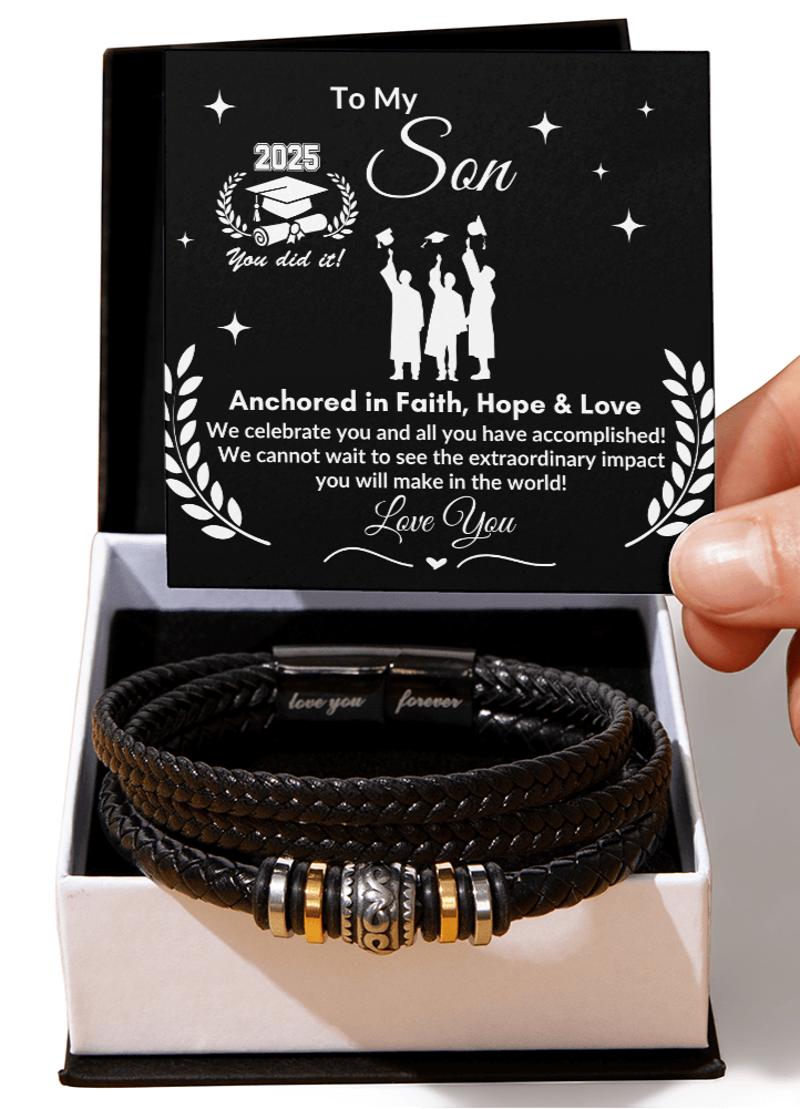 To My Son "Anchored in Faith, Hope & Love" Love You Forever Bracelet