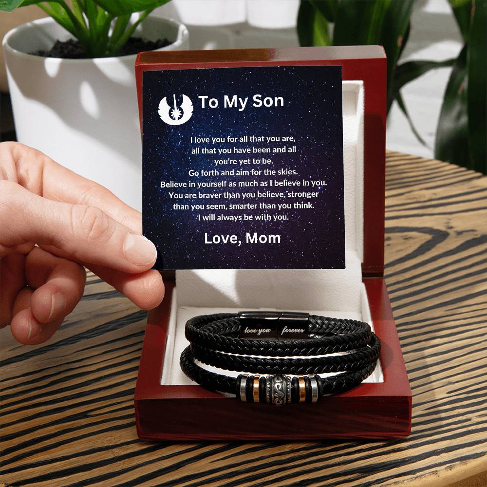 To My Son from Mom "Love you for all that you are" Love you Forever Bracelet