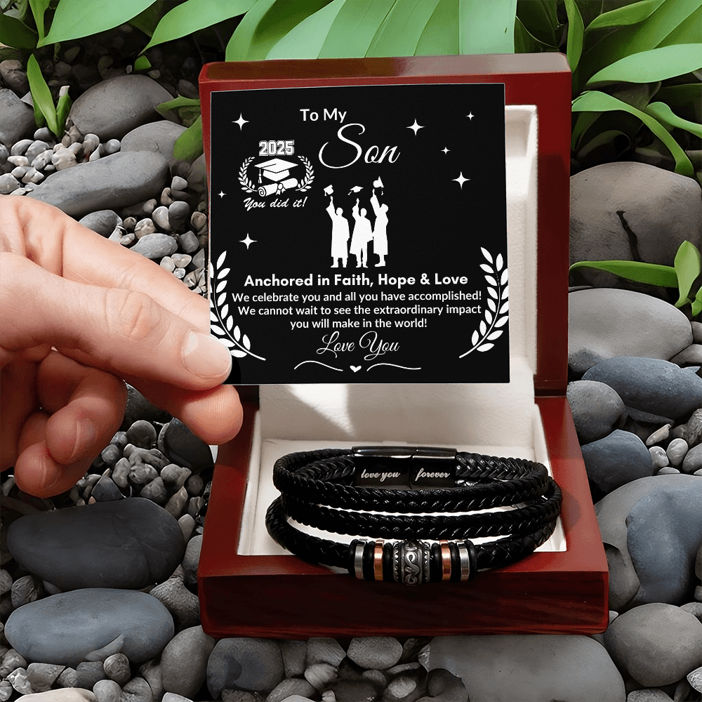 To My Son "Anchored in Faith, Hope & Love" Love You Forever Bracelet