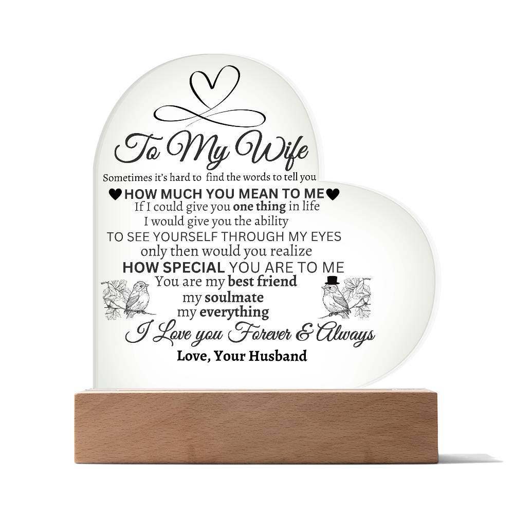 I Love You Gifts for Her from Husband Best Anniversary Birthday Wife Gift Ideas Romantic to My Wife Acrylic Heart Plaque