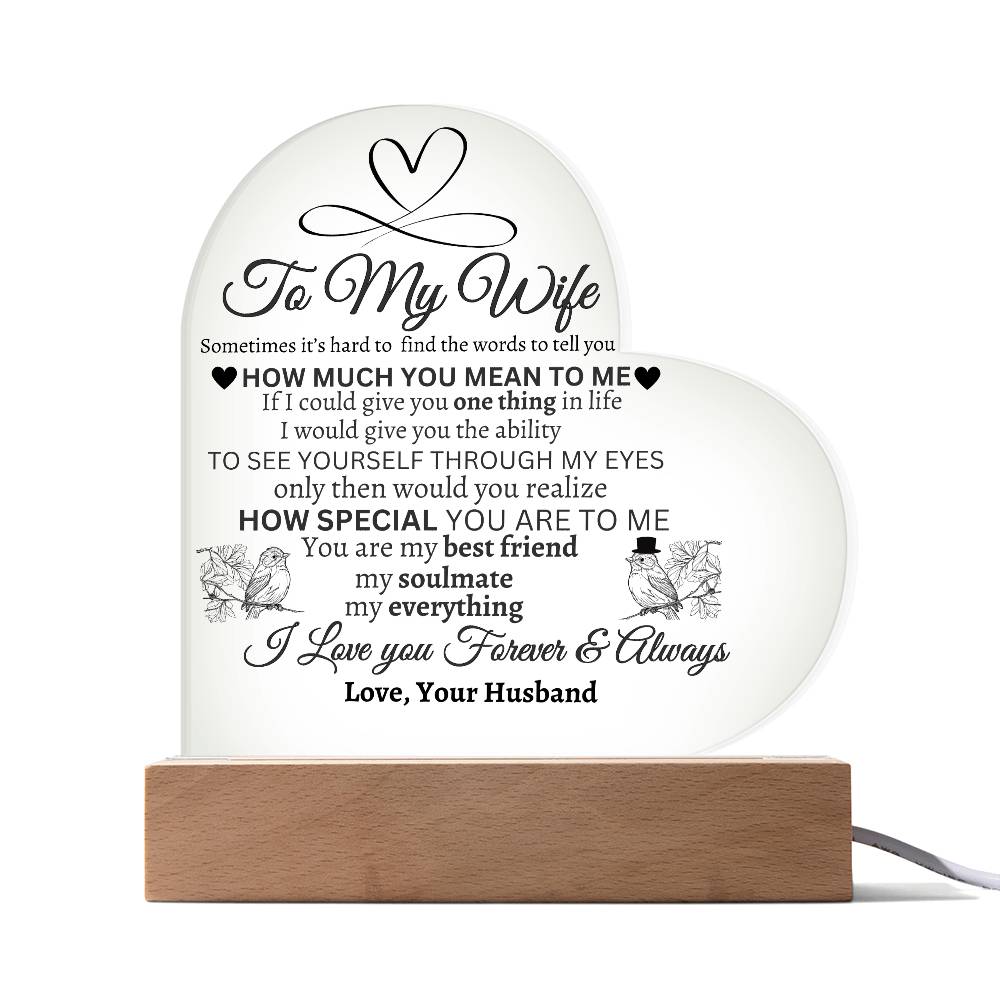 I Love You Gifts for Her from Husband Best Anniversary Birthday Wife Gift Ideas Romantic to My Wife Acrylic Heart Plaque