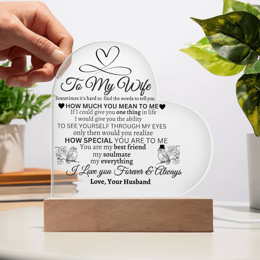 I Love You Gifts for Her from Husband Best Anniversary Birthday Wife Gift Ideas Romantic to My Wife Acrylic Heart Plaque