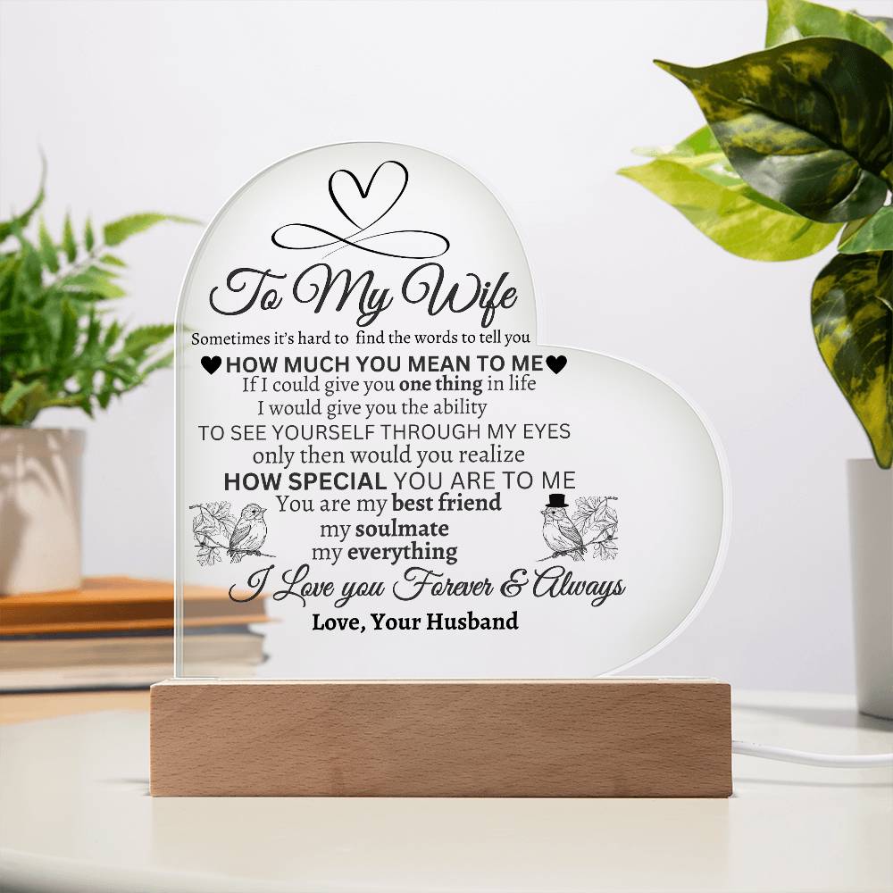 I Love You Gifts for Her from Husband Best Anniversary Birthday Wife Gift Ideas Romantic to My Wife Acrylic Heart Plaque