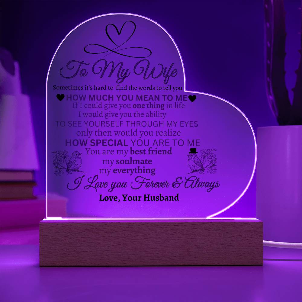 I Love You Gifts for Her from Husband Best Anniversary Birthday Wife Gift Ideas Romantic to My Wife Acrylic Heart Plaque