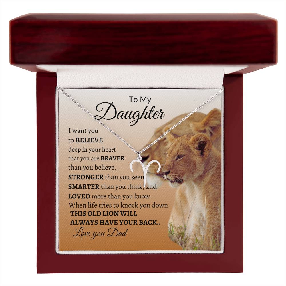 To My Daughter "Loved More Than You Know" Zodiac Symbol Necklace