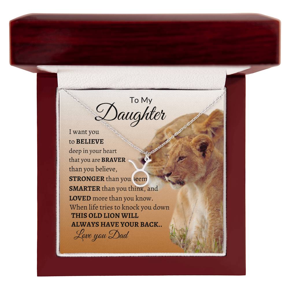 To My Daughter "Loved More Than You Know" Zodiac Symbol Necklace