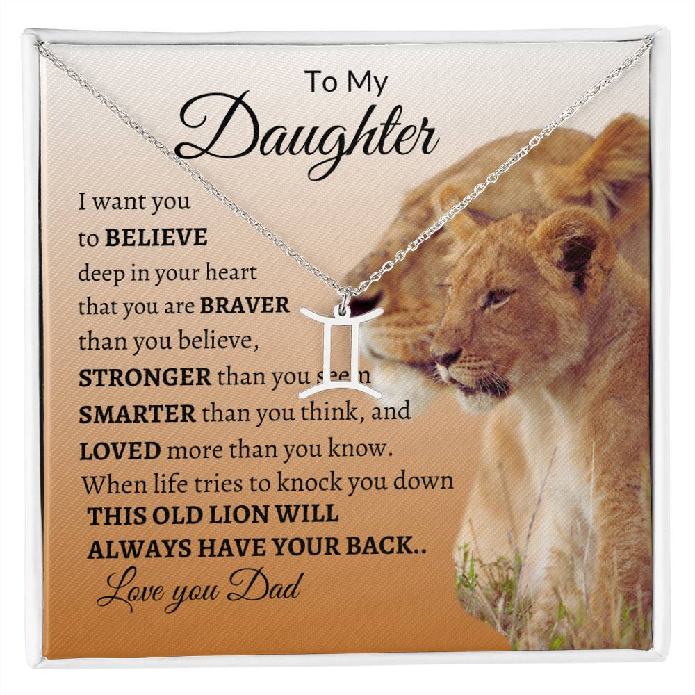 To My Daughter "Loved More Than You Know" Zodiac Symbol Necklace