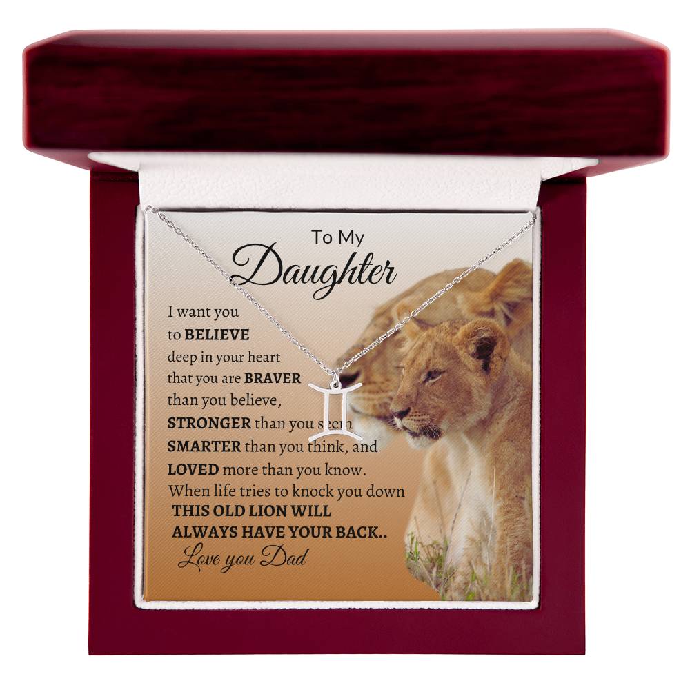 To My Daughter "Loved More Than You Know" Zodiac Symbol Necklace