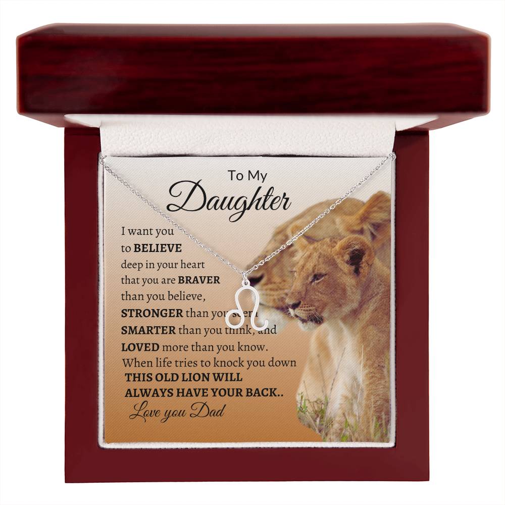 To My Daughter "Loved More Than You Know" Zodiac Symbol Necklace