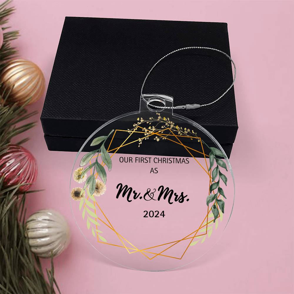 Mr. & Mrs. First Christmas Acrylic Ornament