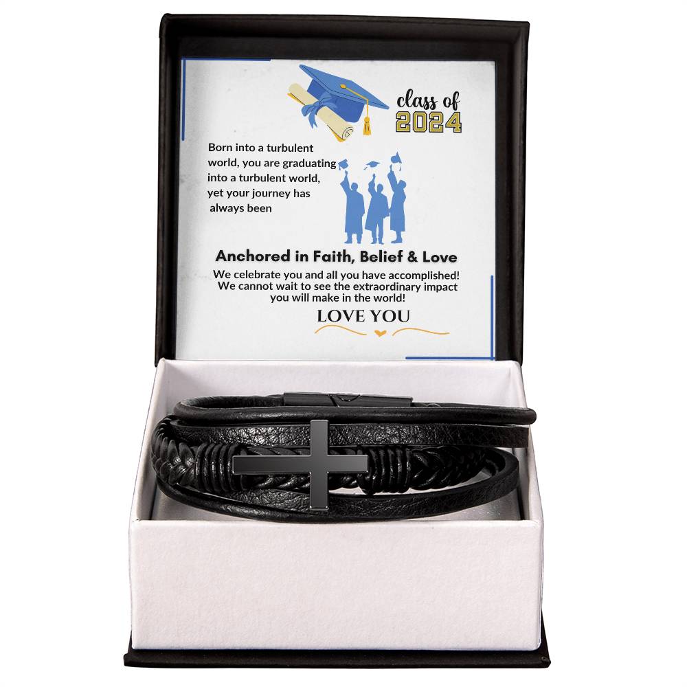 For the Graduate "Faith, Belief & Love" Cross Bracelet