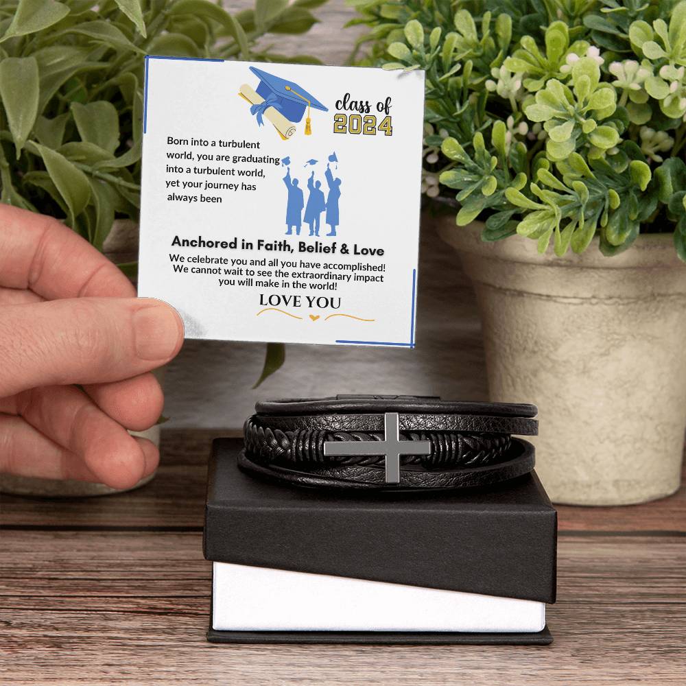 For the Graduate "Faith, Belief & Love" Cross Bracelet