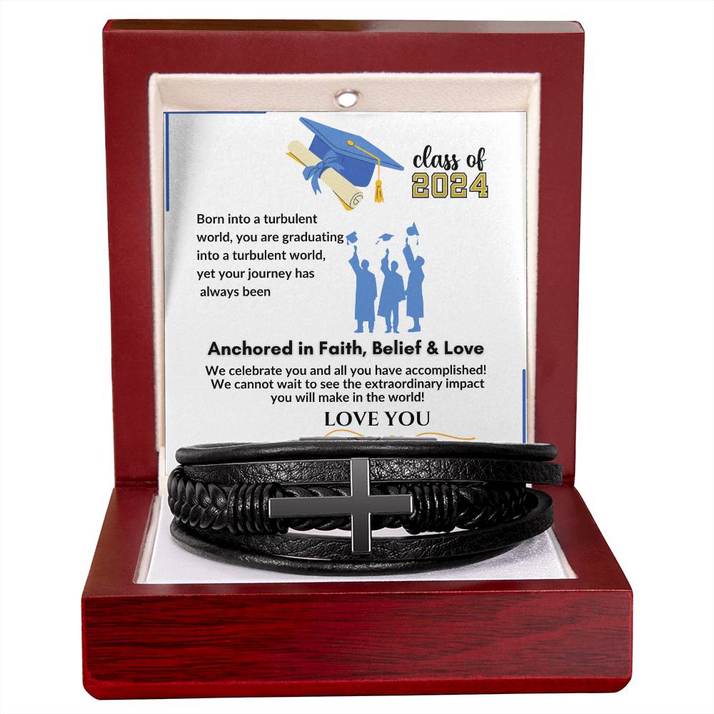 For the Graduate "Faith, Belief & Love" Cross Bracelet