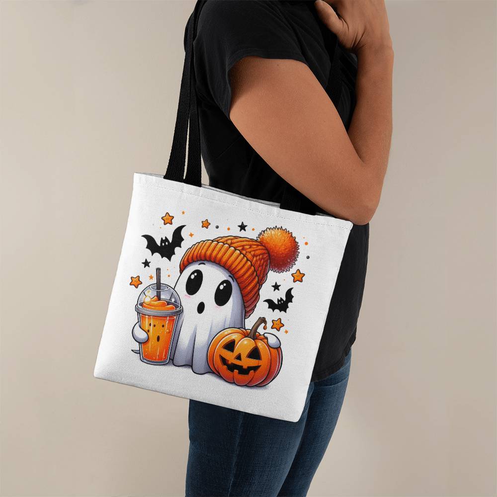 Halloween Ghost, Pumpkin and Bats Canvas Tote Bag for Trick or Treat Goodie gift!