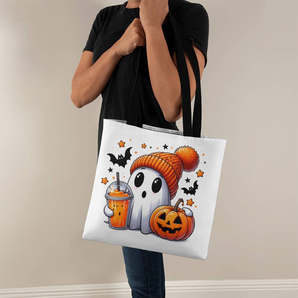 Halloween Ghost, Pumpkin and Bats Canvas Tote Bag for Trick or Treat Goodie gift!