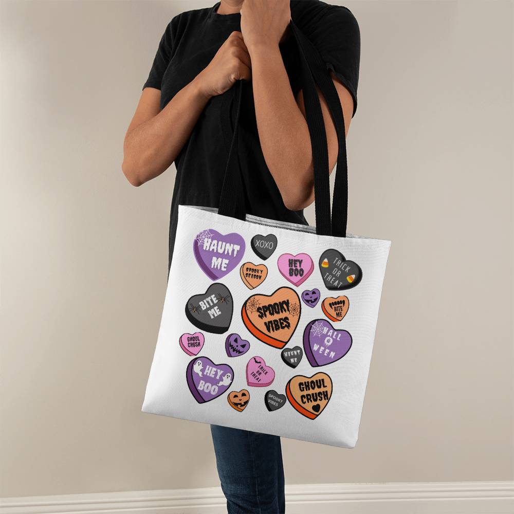 Halloween Heart Canvas Tote Bag for Trick or Treat Goodie gift! "Haunt Me"