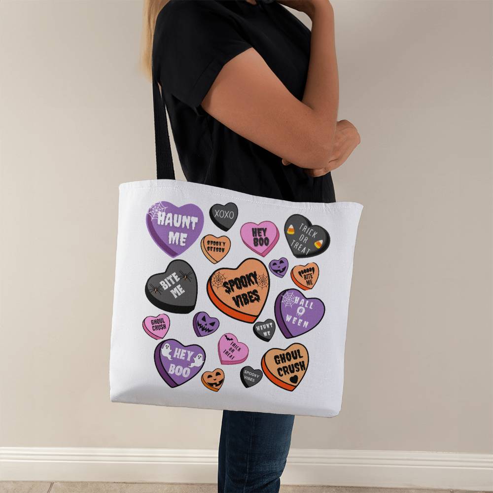 Halloween Heart Canvas Tote Bag for Trick or Treat Goodie gift! "Haunt Me"