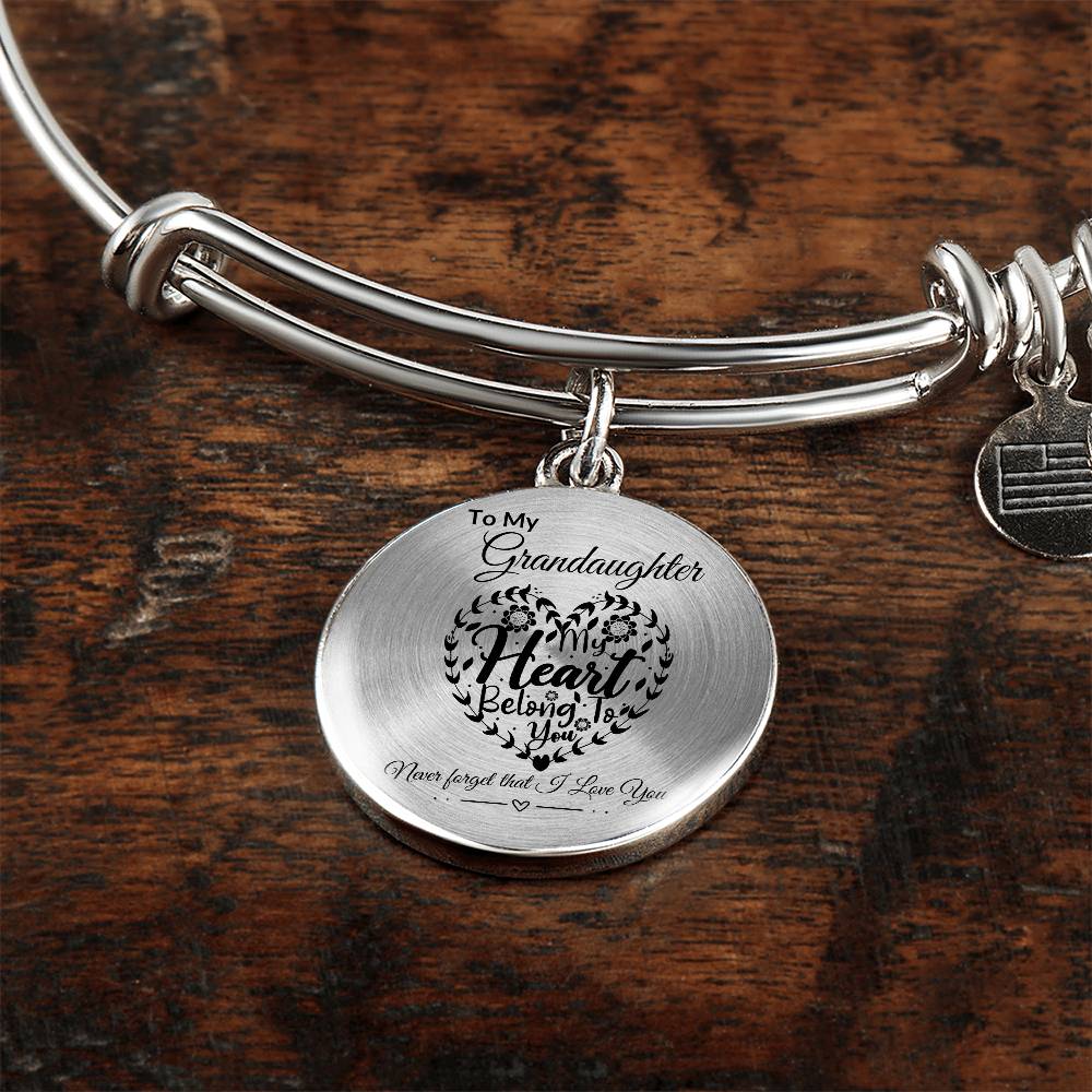 To My Granddaughter "My Heart Belong To You" Circle Bangle