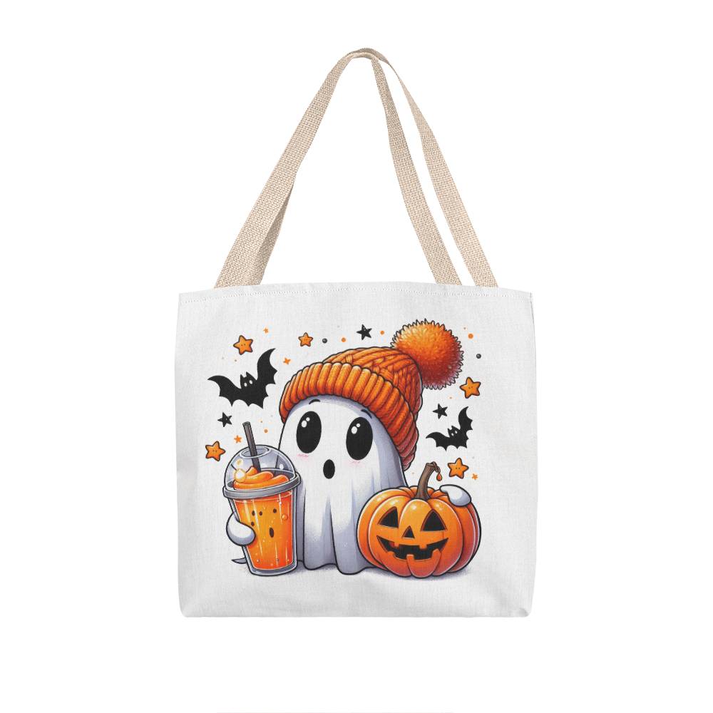 Halloween Ghost, Pumpkin and Bats Canvas Tote Bag for Trick or Treat Goodie gift!