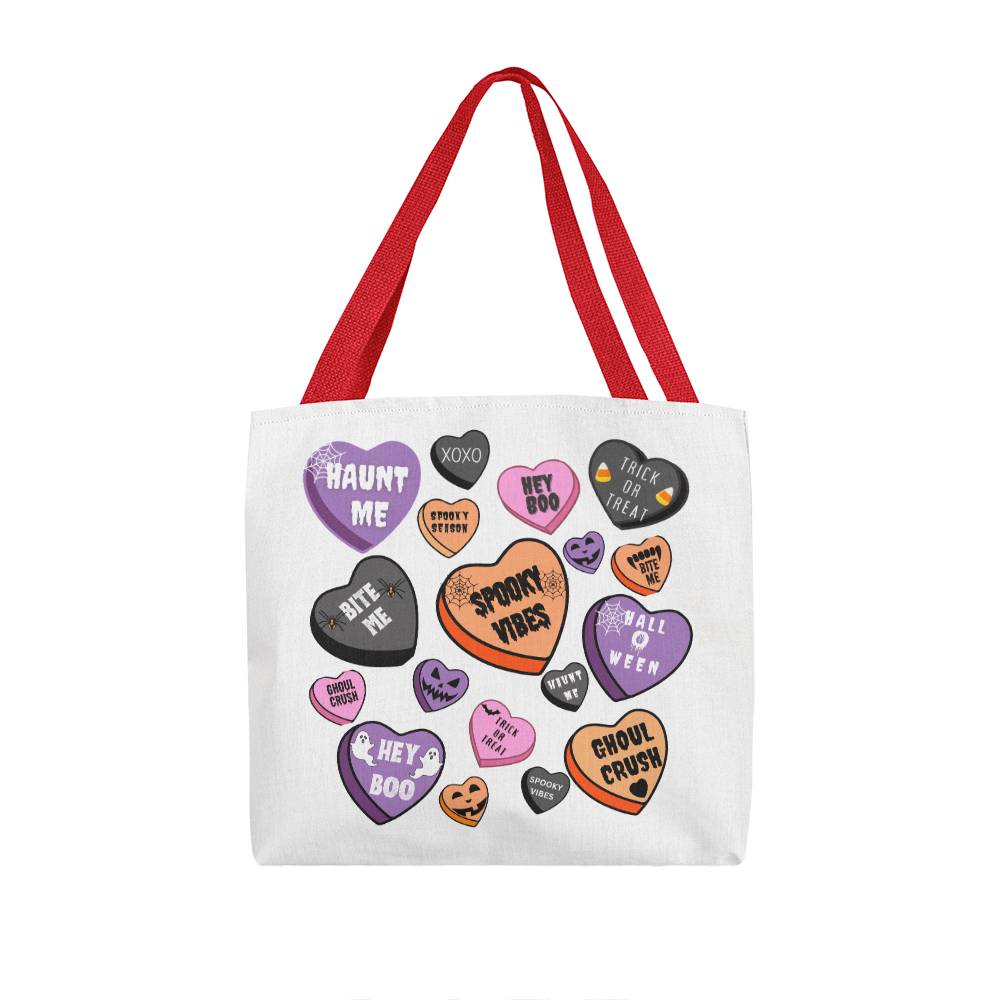 Halloween Heart Canvas Tote Bag for Trick or Treat Goodie gift! "Haunt Me"