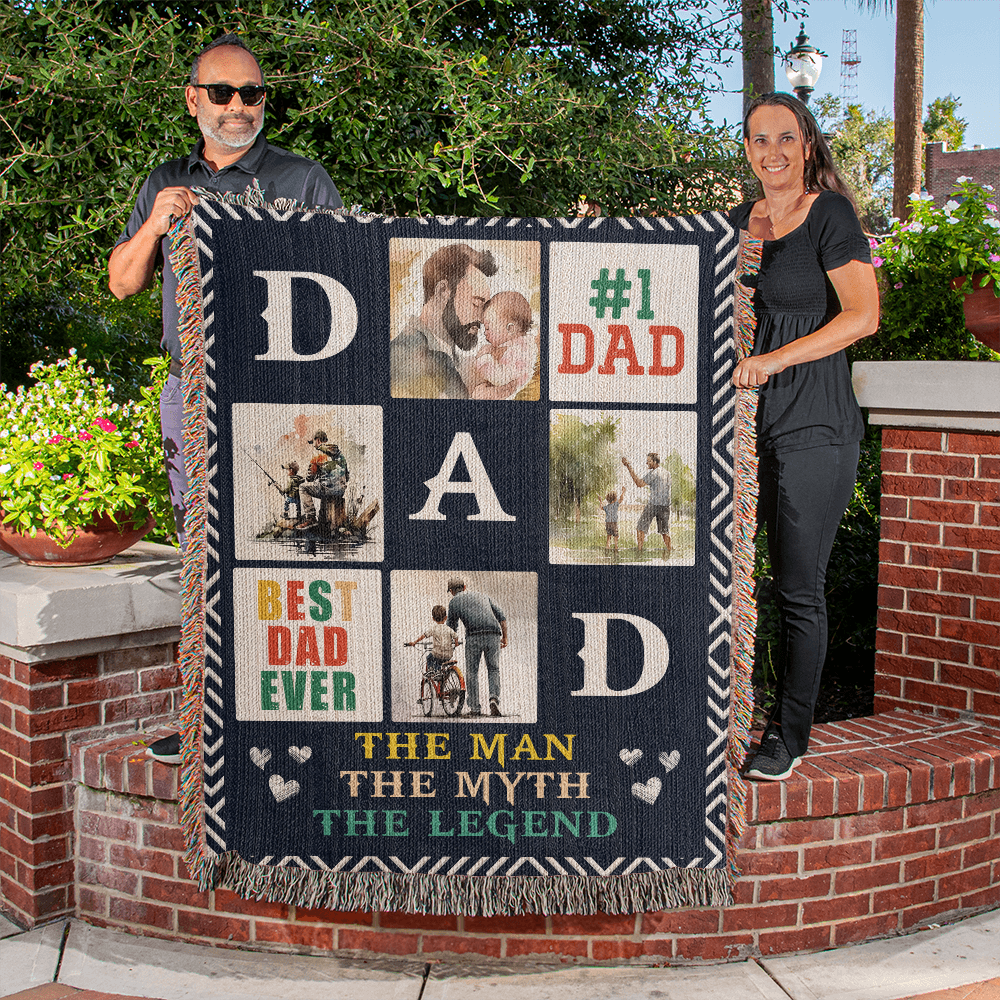To Dad "The Man, The Myth, The Legend" Heirloom Woven Blanket 50x60