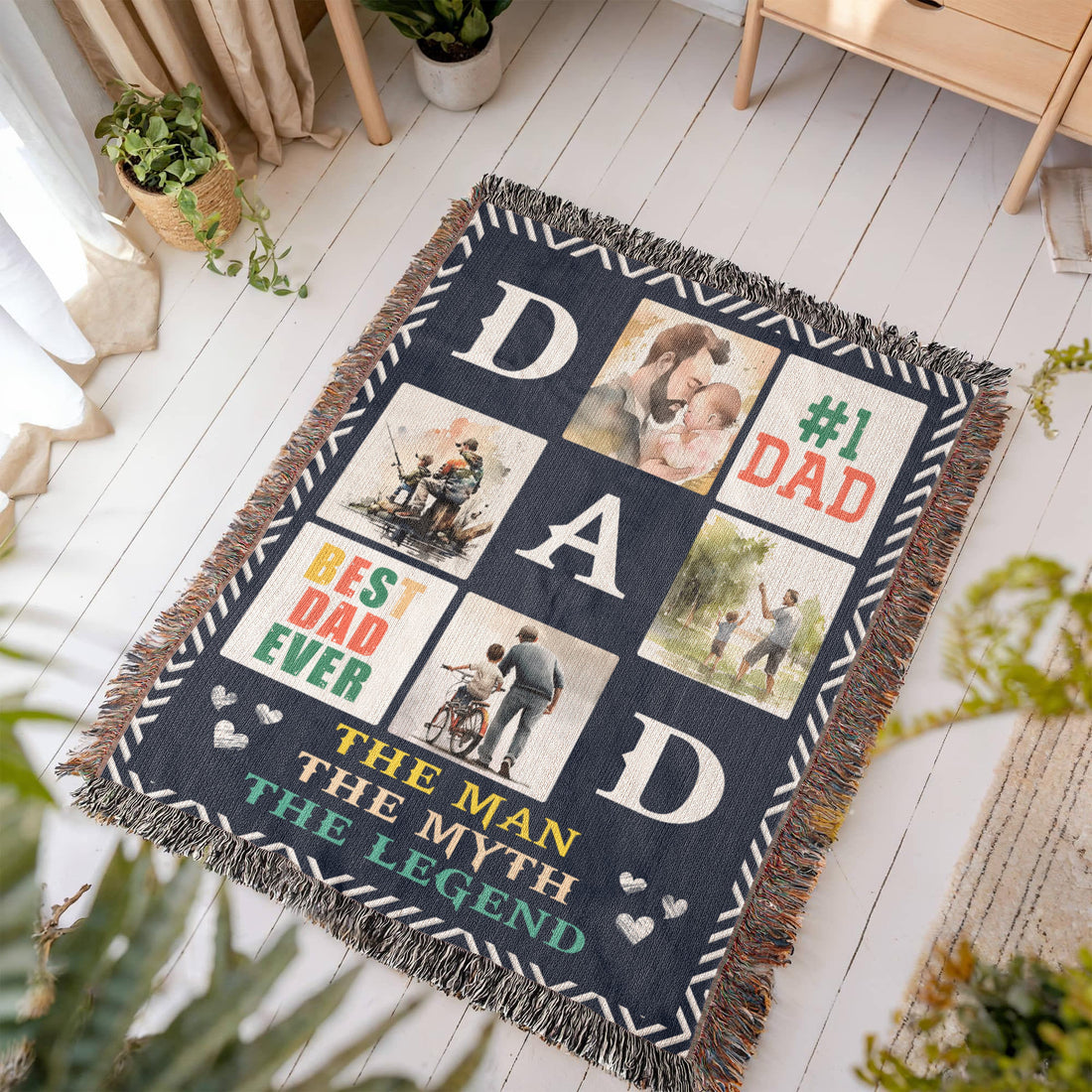 To Dad "The Man, The Myth, The Legend" Heirloom Woven Blanket 50x60