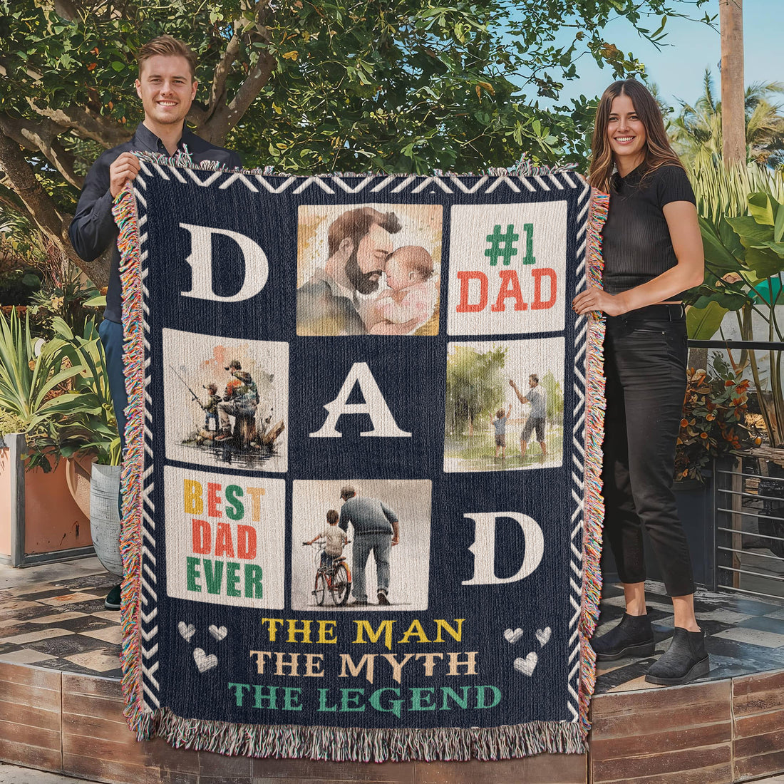 To Dad "The Man, The Myth, The Legend" Heirloom Woven Blanket 50x60