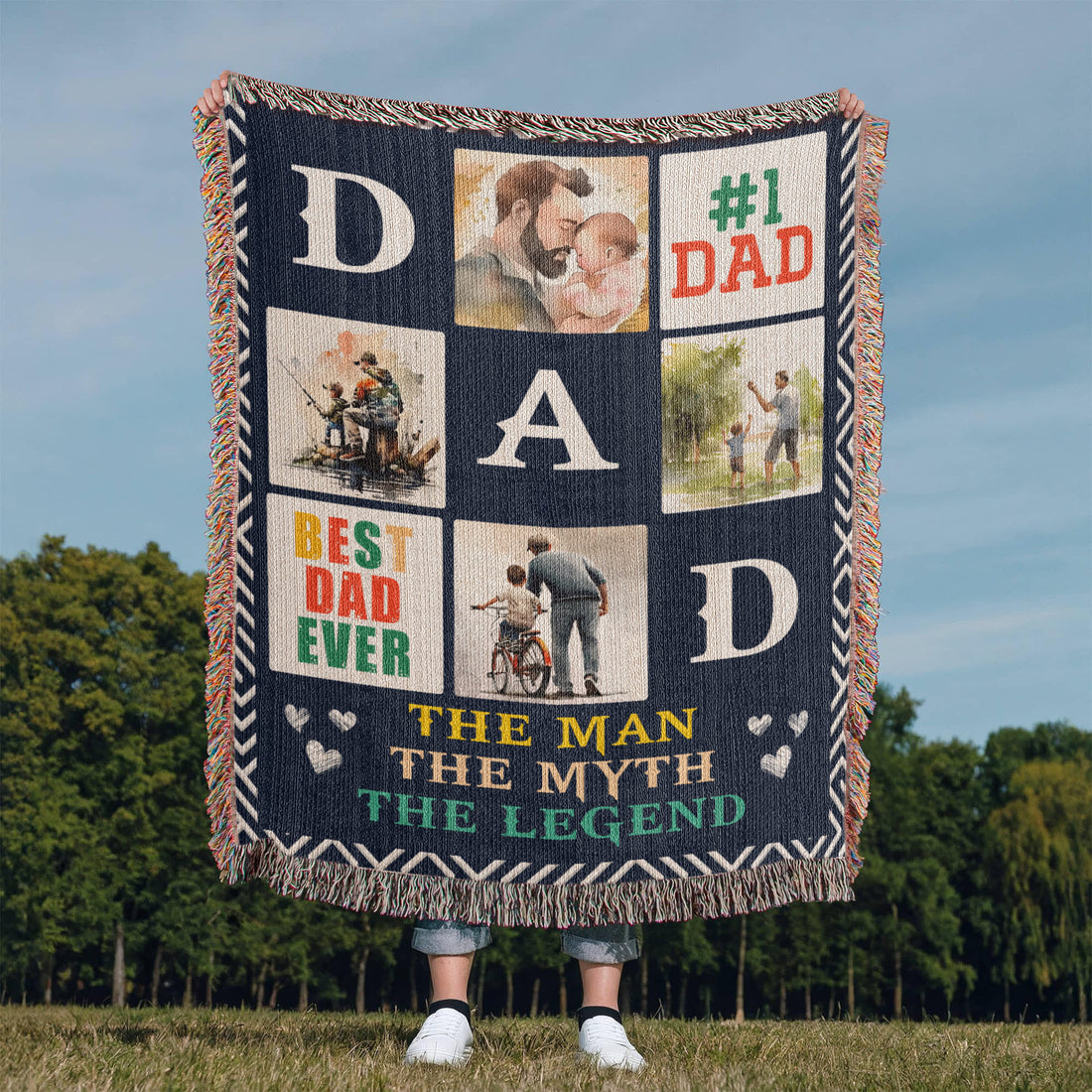 To Dad "The Man, The Myth, The Legend" Heirloom Woven Blanket 50x60