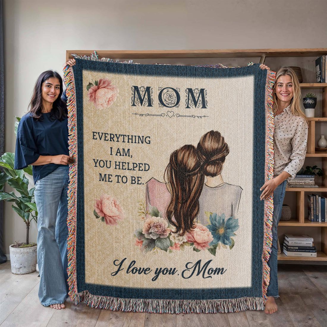 To Mom "Everything I Am" Happy Valentine Day Mom | Heirloom Woven Blanket 50x60