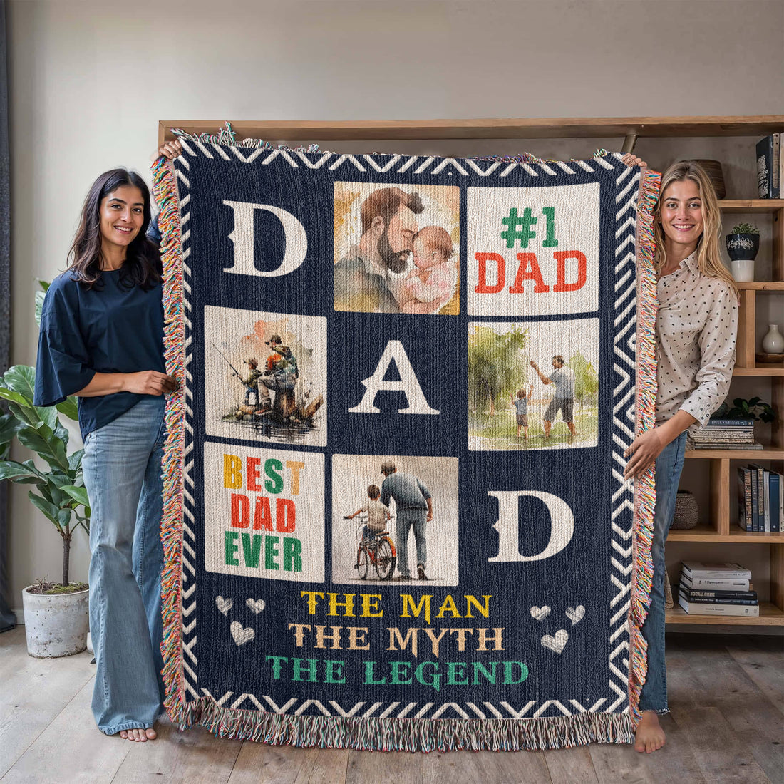 To Dad "The Man, The Myth, The Legend" Heirloom Woven Blanket 50x60