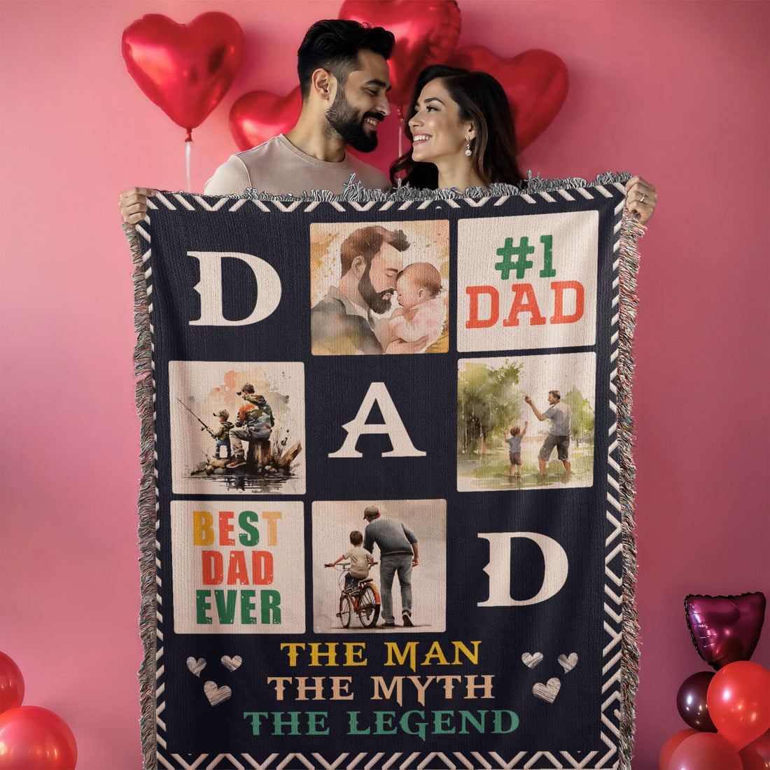 To Dad "The Man, The Myth, The Legend" Heirloom Woven Blanket 50x60