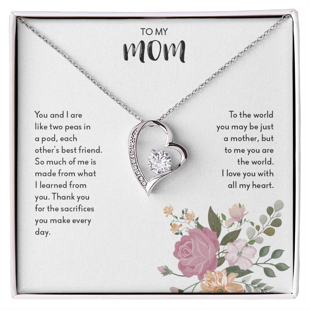To My Mom "I Love You with All My Heart" Forever Love Necklace