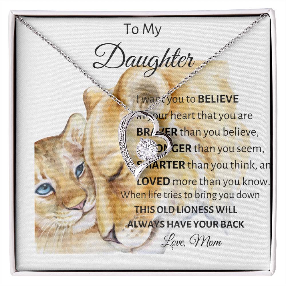 To my Daughter from Mom "Stronger than you seem" Forever Love Necklace