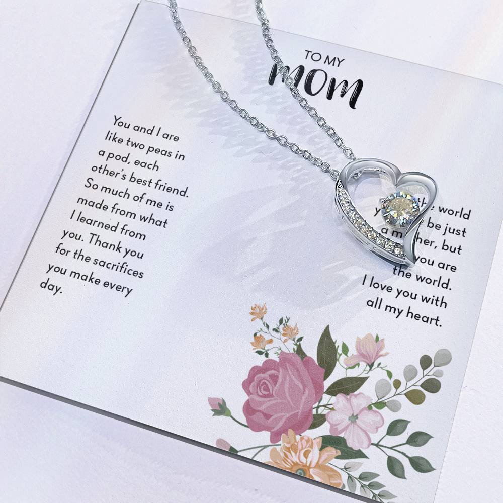 To My Mom "I Love You with All My Heart" Forever Love Necklace