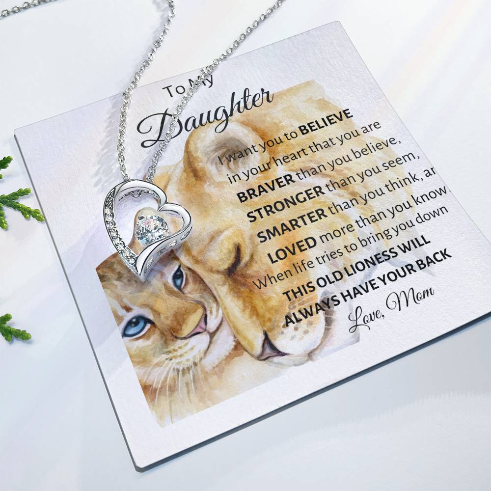 To my Daughter from Mom "Stronger than you seem" Forever Love Necklace