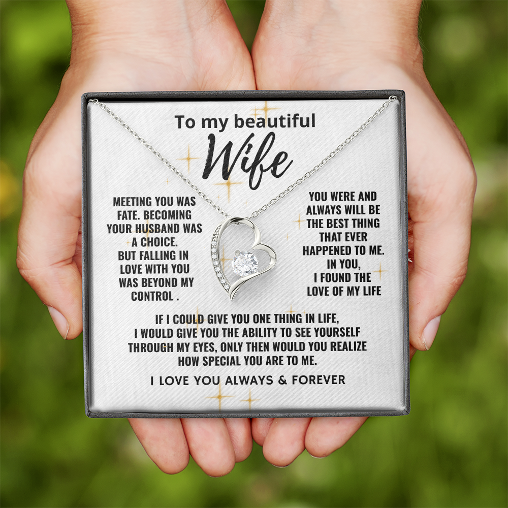 To My Beautiful Wife "The Love of My Life" Forever Love Necklace
