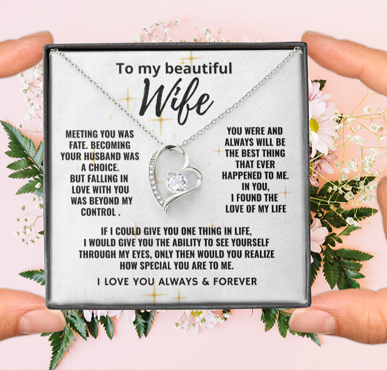 To My Beautiful Wife "The Love of My Life" Forever Love Necklace
