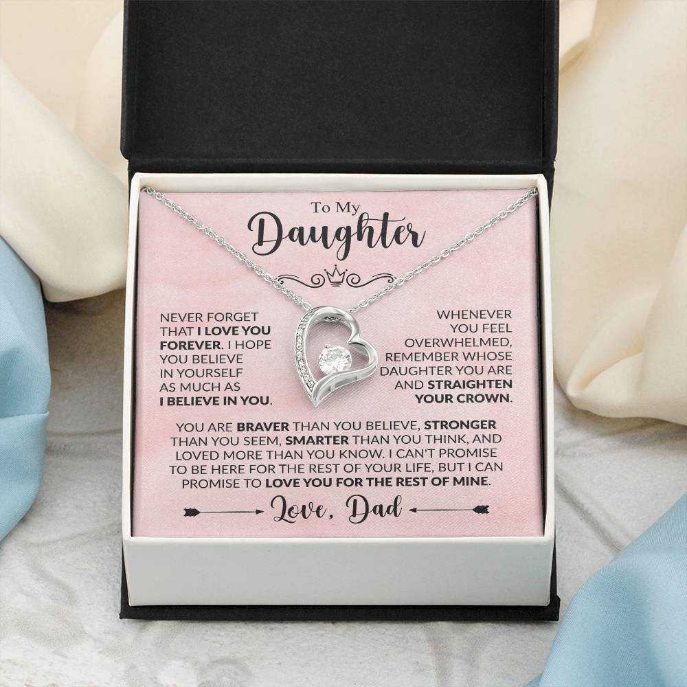 To My Daughter "Love You For the Rest Of Mine" Forever Love Necklace