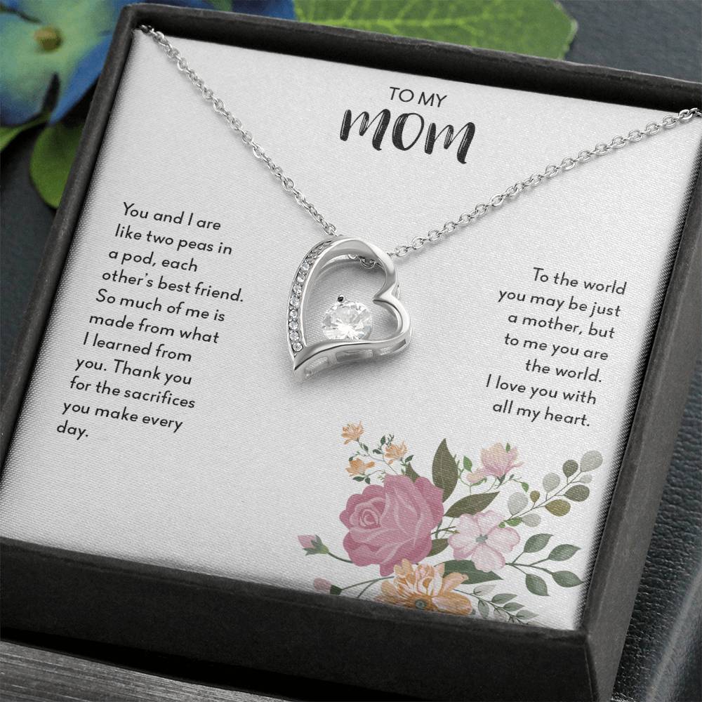 To My Mom "I Love You with All My Heart" Forever Love Necklace